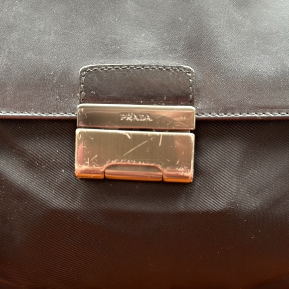 Prada black leather & nylon handbag. - Picture 2 of 12